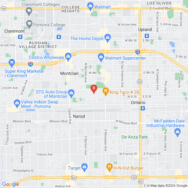 AMC Plumbing location map: 1343 W Fawn St, Ontario, Ca
