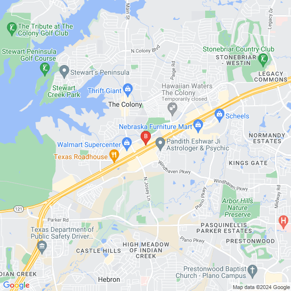 The Colony Tow truck location map